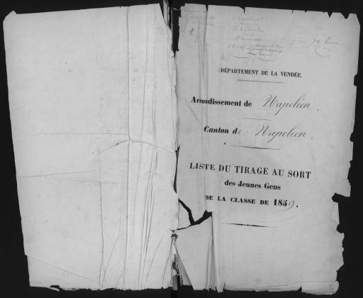 Listes de tirage au sort des jeunes gens, classe 1859 - par arrondissement et par canton